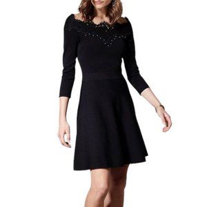 Karen Millen‎ Dress Women's Size Large Black Lace Bardot Long Sleeve Flare NWT